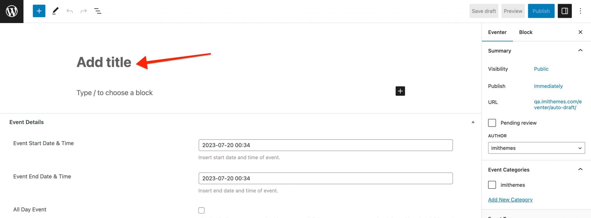New Event – Support imithemes