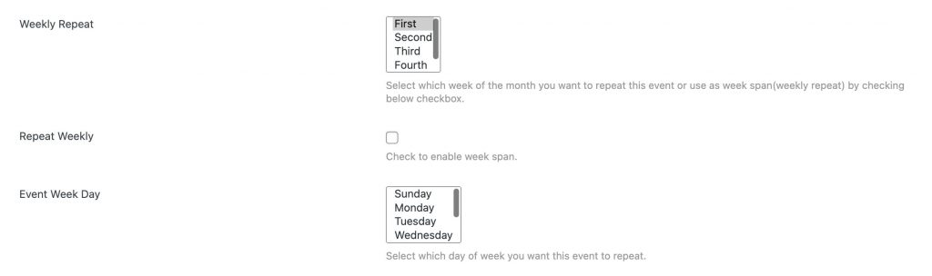 Recurring Events – Support imithemes