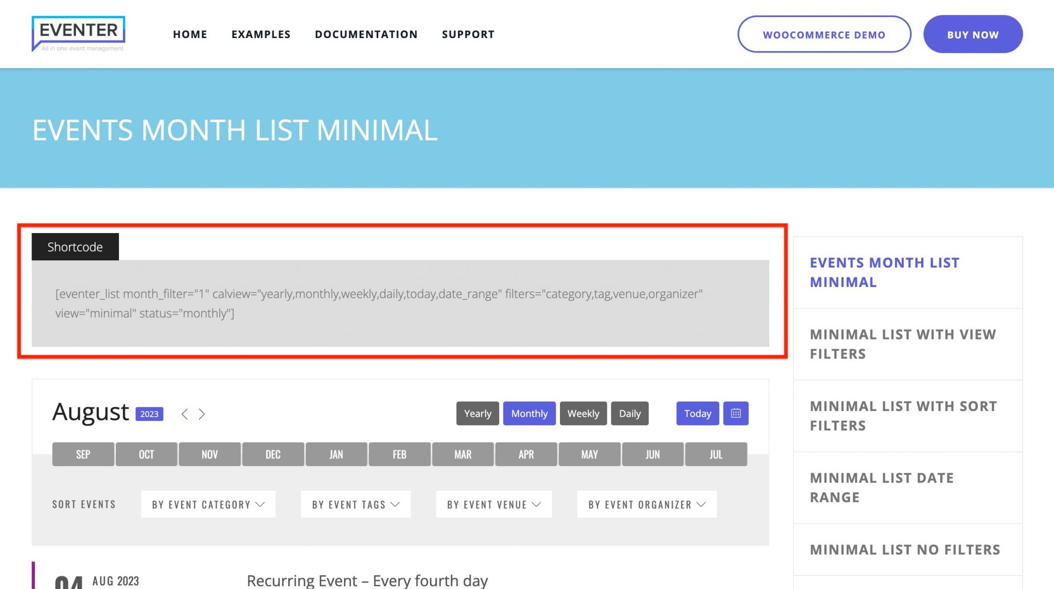 Display Events – Support imithemes