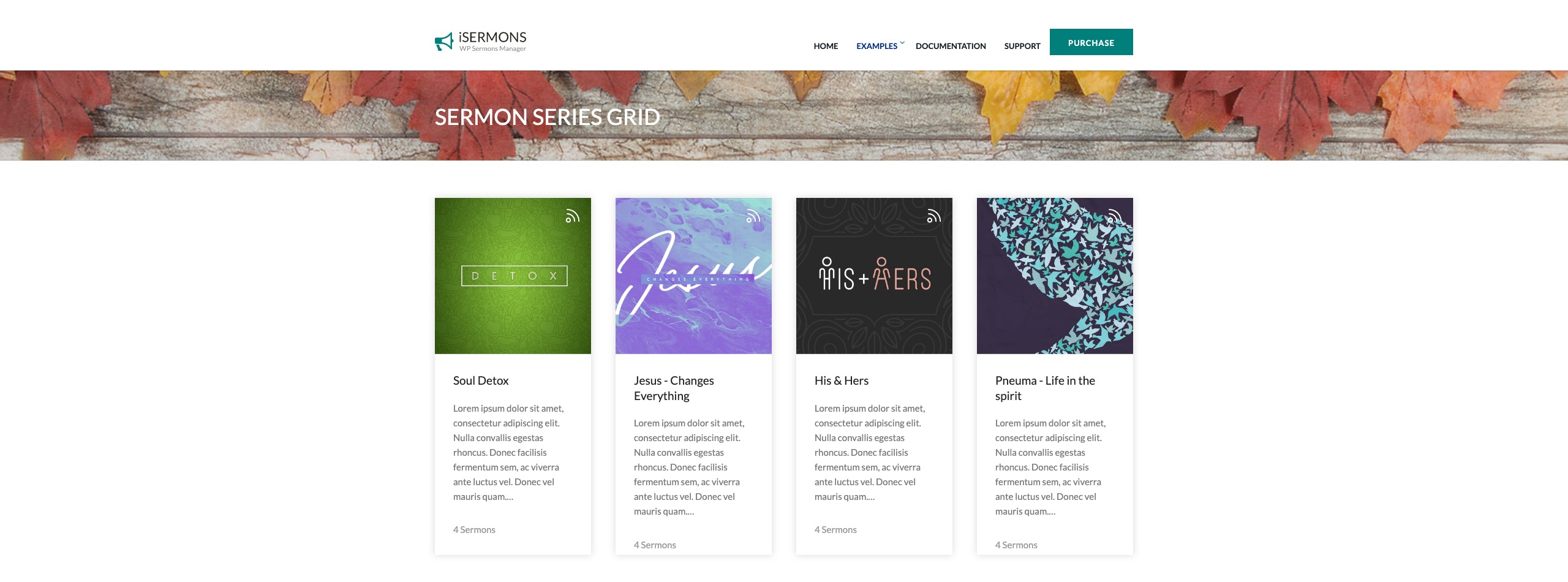 iSermons Series taxonomy grid on the frontend
